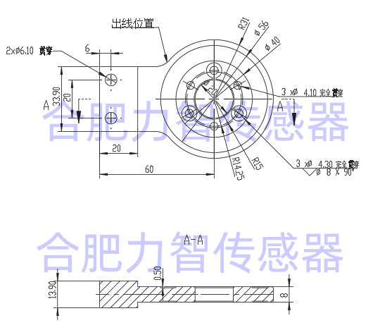 LZ-NJ62盘式静态扭矩传感器  尺寸图